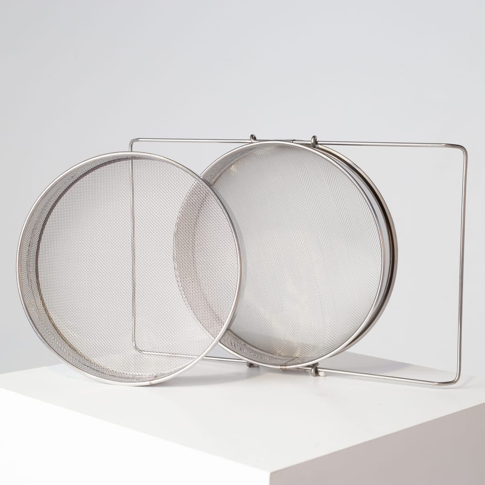 Double strainer for raw honey
